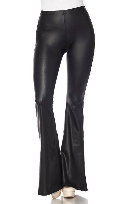 Black Faux Leather Bell Bottom Pants (Plus Sizes Available) - SohoGirl.com